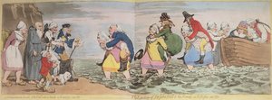 Le Débarquement du Chevalier John Bull et de sa famille à Boulogne-sur-Mer, gravé par James Gillray (1756-1815) publié par Hannah H